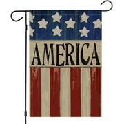 AMHNF 4th of July Garden Flag 12x18 inch Double Sided, Patriotic American Flag Yard Decoration,Small Seasonal Outdoor Decor for Summer Independence Day,Memorial Day,Veteran's Day